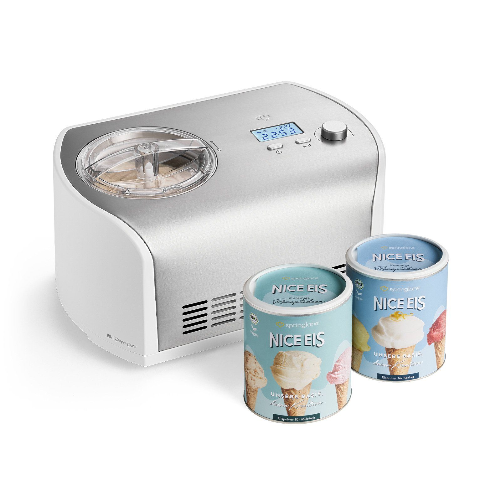 Elli Eismaschine Mit Kompressor 1 2 L Springlane Eismaschine mit Kompressor inkl. Rezeptheft, 1.2 l, 135 W